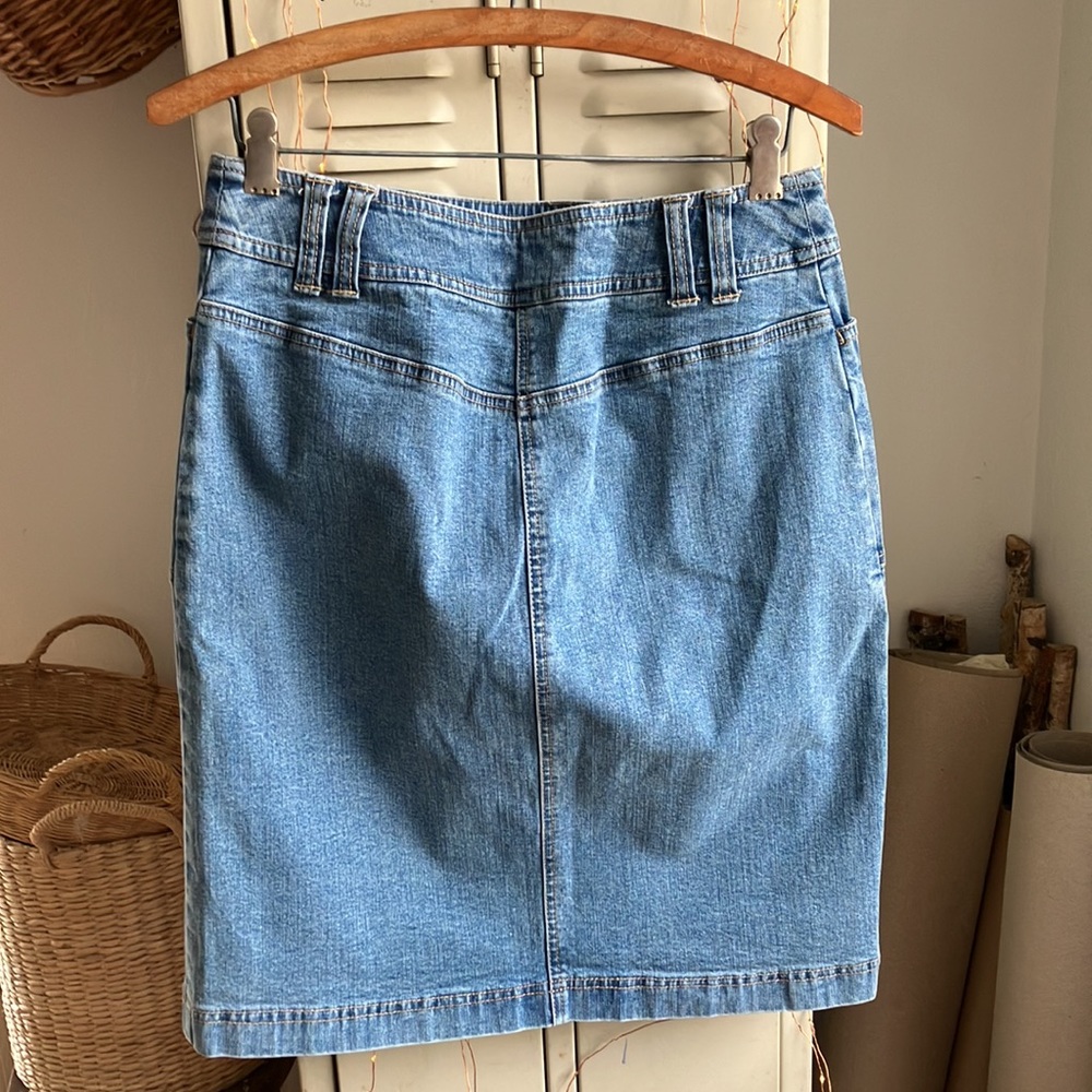 Front Slit Denim Skirt - Picture 5 of 6